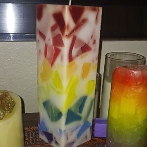 Colorful Mosaic Rainbow Candle
